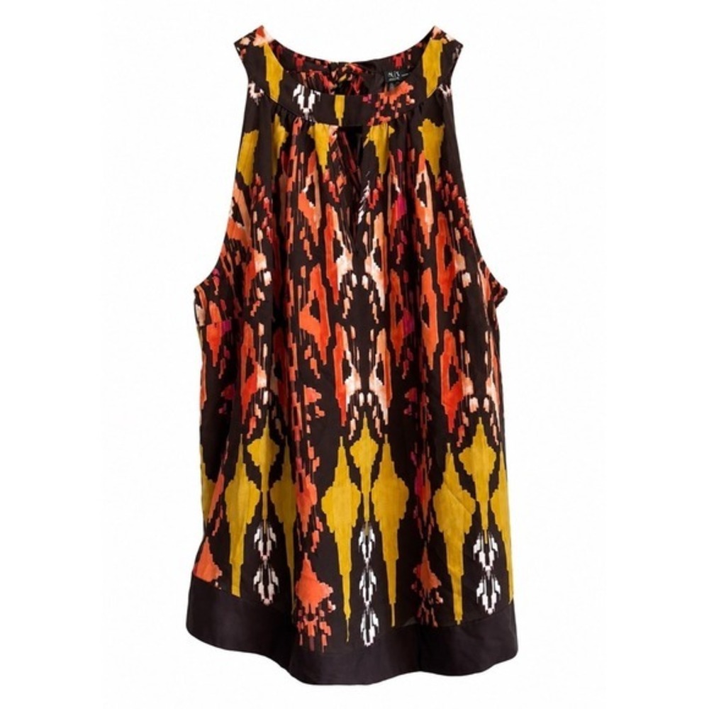 NWT New York & Company Halter Top Large 70s Boho Geometric Print MSRP $48